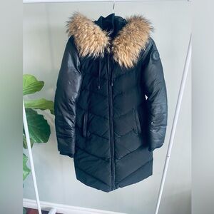Rudsak Black Winter Puffer Jacket with Raccoon Fur Hood Black Size XS